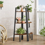 Hoctieon Corner Shelf, 3-Tier 40" Tall Corner Bookshelf, Rustic Ladder Shelf, Industrial Display Stand for Living Room, Kitchen, Home Office, Balcony, Small Space, Metal Frame, Rustic Brown - Image 6
