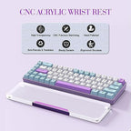 Acrylic Keyboard Wrist Rest - Wrist Support for Keyboard CNC Aluminum Alloy Customized Logo - Keyboard Pad Home & Office - Keyboard Wrist Pad with Anti-Slip Mat for 60% Compact Keyboard,Purple - Image 2