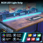 DurayLoly 40" Computer Desk with Waterproof LED Lights for Bedroom,Brown - Image 5