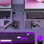 Retro Wireless Keyboard and Mouse Combo with Wrist Rest (Violet) - Image 3