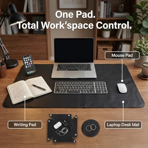 LL LEATHER LOVERS Leather Desk Mat, 20" x 34" Black, Desk Mouse Pads on Top of Desks, Non Slip Top Grain Leather Desk Blotter, Laptop Desk Mat, Desk Writing Pad for Office and Home - Image 4