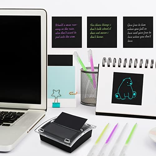 Pop Up Sticky Note Dispenser Sticky Note Holder Pop Up Note Dispenser Transparent Top for 3 x 3 Inch Sticky Notes School Office Home Store Black Base Clear Top (12) - Image 3
