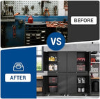 Fesbos 73" Metal Cabinet-Black Heavy Duty Rolling Storage Cabinet Steel Tool Cabinets with Wheels, Shelves, Lockable Doors and Drawers- for Garage, Pantry, Warehouse Home Office- Assembly Required - Image 3