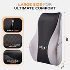 TULARIS Extra Dense Lumbar Pillow with Double Adjustable Straps - Ergonomic Lumbar Support Pillow for Office Chair, Car, Couch Firm Back Support for Lower Back & Spine Pain Relief Memory Foam Cushion - Image 3