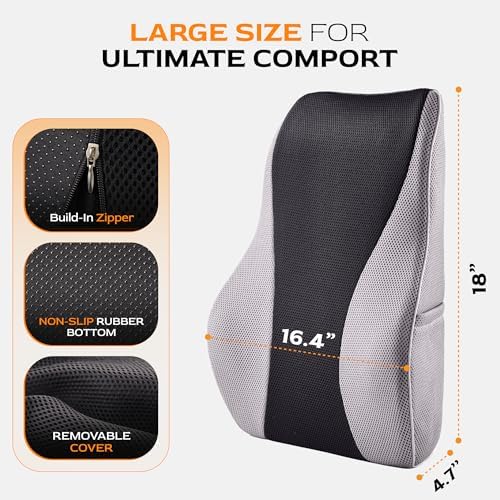 TULARIS Extra Dense Lumbar Pillow with Double Adjustable Straps - Ergonomic Lumbar Support Pillow for Office Chair, Car, Couch Firm Back Support for Lower Back & Spine Pain Relief Memory Foam Cushion - Image 3