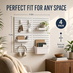 AKTOP Plastic Peg Board Wall Organizer 4-Pack, 12"x12" Pegboard Kit, White - Image 2