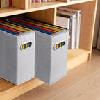 4 Pack Letter Size File Storage Box Collapsible, Fabric Hanging File Folders Organizer, Portable Office Document Holder with Metal Handle, Smooth PVC Rails, Light Gray - Image 7