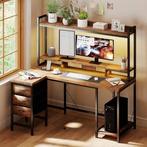 YOSHOOT 54" Computer Desk with Shelves and Drawers, Gaming Desks with Hutch - Image 2