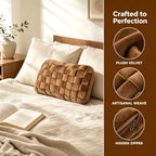 Lumbar Pillow Decorative Throw Pillow, Soft Velvet with Sponge-Filled 3D Woven Strips, Hand-Woven & High-Density Polyester Fiberfill Core, for Couch Bed Accent Chair Home Office(Brown) - Image 6