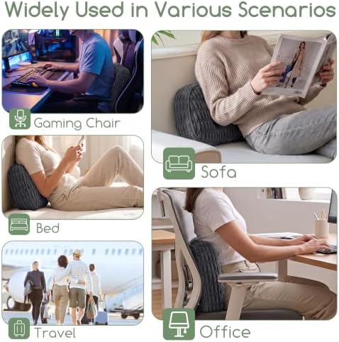 Lumbar Support Pillow for Recliner Chair/Accent Chair/Couch/Office Chair, Tufted Blended Corduroy Back Support Cushion for Elderly, Recliner Cushions for Back Rest, Pain Relief, Reading, Dark Grey - Image 6