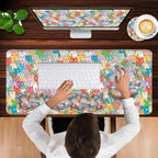 Mouse Pad,Large Pink Desk Mat, 4in1 XXL Mousepad + Keyboard Wrist Rest+Mouse Wrist Rest+Coaster Set with Ergonomic Desk Pad for Home Office Table Computer-Colorful Cats - Image 4