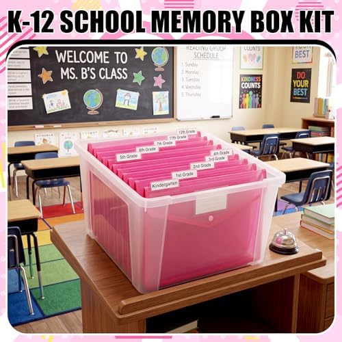 Motipuns 14 Pack K-12 School Memory Box Back to School, Pink - Image 4