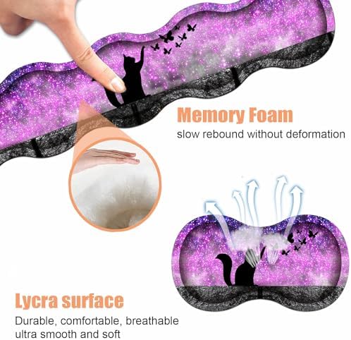 Ergonomic Keyboard Wrist Rest & Mouse Pad Wrist Rest Set, Large XXL Gaming Desk Mat 31.5"x 11.8" with Non-Slip Base, Memory Foam, Easy Typing Pain Relief for Home & Office, Black Cat and Butterfly - Image 6