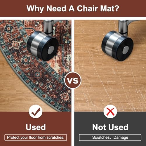 Anidaroel 47" Round Chair Mat for Hardwood Floor/Tile Floor, Desk Chair Mats for Hard Floors, Under Desk Rug Protector for Rolling Chair, Computer Gaming Chair Mat, Low Pile Carpet Floor Mat - Image 4