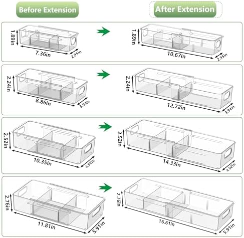 BLULEE 4-in-1 Expandable Drawer Organizer Set, Adjustable Clear Bins - Image 2