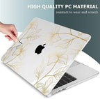 Mektron for 2026/2025/2024/2023 MacBook Air 15 INCH M5 A3448 /M4 A3241 /M3 A3114 /M2 A2941 Case, Printed Plastic Hard Shell Cover with 15.3" Liquid Retina Display Touch ID, Gold Flower S718 - Image 4