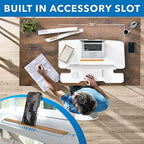 Mount-It! Standing Desk Converter White 38” Wide Height Adjustable Stand Up Desk Riser, Desk Topper with Gas Spring, Desktop Standing Desk with Keyboard Tray Fits Two Monitors - Image 4