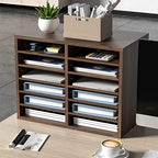 VEVOR Literature Organizers, 12 Compartments Office Mailbox with Adjustable Shelves, Wood Literature Sorter 20.4x12x16.1 inches for Office, Home, Classroom, Mailrooms Organization, EPA Certified Brown - Image 2