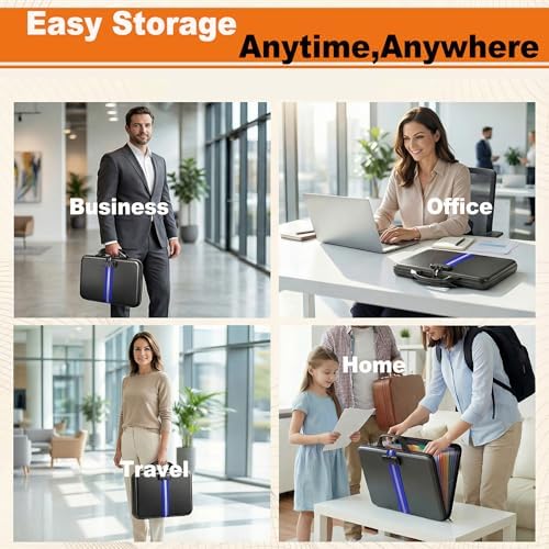 Fireproof Document Organizer with Lock, Semi-Rigid EVA Shell File Box with 13-Pocket Accordion Folder, Water-Resistant Storage for Important Documents, Passports & Certificates - Image 7