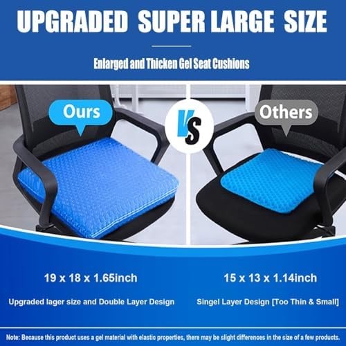 Gel Seat Cushion for Long Sitting, 19" x 18" Super Large & Thick - Image 2