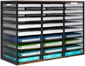 Mail Sorter - Adjustable Mail Holder, Countertop Literature Organizer, Student Mailbox for Classroom, Desktop Bill Paper Organizer for Office & Home, 27 Compartments, Brown by PAG-Mass