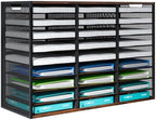 Mail Sorter - Adjustable Mail Holder, Countertop Literature Organizer, Student Mailbox for Classroom, Desktop Bill Paper Organizer for Office & Home, 27 Compartments, Brown by PAG-Mass