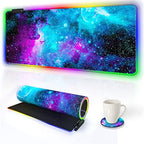 AIMSA RGB Gaming Mouse Pad Extended, Large Led Mousepads Non-Slip Rubber Base with 14 Lighting Modes, Computer Keyboard Mat Soft Desk pad Waterproof 35.4 x 15.8 inches, Galaxy Nebula Universe by AIMSA