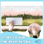 Forest Meadow Desk Mat Set Watercolor Pine Landscape Large Mouse Pad with Wrist Rest 4in1 Desk Mat for Desktop Ergonomic Computer Desk Arm Wrist Anti-Slip Computer Ergonomic Mouse Pad Office Gaming - Image 4