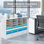 Mail Sorter Wood Literature Organizer, Student Mailbox for Classroom, Desktop Bill Paper Holder for Office Home School, 38 Compartments, White - Image 4
