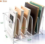 Clear Acrylic Magazine File Holder, 5 Compartment Desk Organizer - Image 2