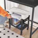 HOOBRO 2-Tier Printer Stand with Charging Station, Under Desk Printer Table, Printer Cart with Storage Shelves, Shelf for Small Spaces, for Home Office, Black BK38UPS01 - Image 4