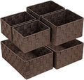 Posprica Woven Storage Baskets for Organizing 6 Pack, Large&Small Storage Cube Bins Set for Bathroom, Storage Boxes Container for Drawer, Closet, Shelf, Dresser, Brown by Posprica