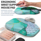 2-in-1 Ergonomic Set, Wave Keyboard Wrist Rest and Massage Slope Mouse Pad Wrist Support, Rebound Memory Foam for Relieve Carpal Tunnel Syndrome and Wrist Pain (Green Gold Marble) - Image 3