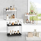 Forbena Black Bathroom Counter Organizer, Tiered Bathroom Organizer Countertop Tray, Corner Makeup Vanity Shelf Organizers and Storage for Men Perfume Skin Care Kitchen Sink Coffee Bar Station - Image 7