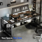 FLEXISPOT Standing Desk Converter 42" Premium Large Desk Riser for Triple Monitor, Spacious Desktop Sit Stand Workstation with Ergonomic Height Adjustment, Modern Stand Up Desk Riser, Walnut - Image 7