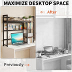 IBVIVIC Desktop Shelf, 32.3'' Desktop Organizer Shelf for Computer Monitor, 4 Tier Hutch Storage Rack for Home Office Dorm, Rustic Brown - Image 4