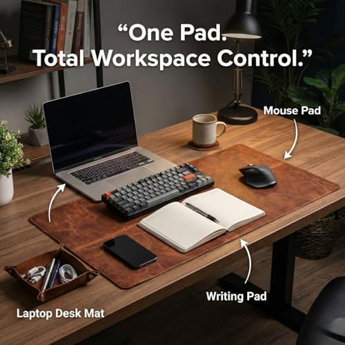 LL LEATHER LOVERS Leather Desk Mat, 19" x 30" Antique Brown, Desk Mouse Pads on Top of Desks, Non Slip Top Grain Leather Desk Blotter, Laptop Desk Mat, Desk Writing Pad for Office and Home - Image 4