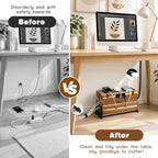 Extra Large Cable Management Box, 14.2-Inch Acacia Wood Cord Hider Box with Dual Locks and Magnetic Lid, Power Strip Cover and Cable Organizer for Desk, Floor, TV Wires and Home Office - Image 4