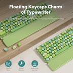 Wireless Keyboard Mouse Combo, Green, Round Keycaps, Magnetic Wrist Rest - Image 3