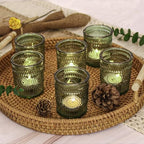 36 Pcs Green Glass Votive Candle Holders, Tealight Candle Holders for Table Centerpieces, Vintage Candle Holder Bulk, Boho Wedding, Home, Bridal Shower, Birthday Party Table Decor (Green) by JALANCY