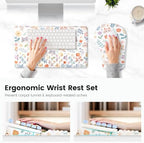 Ospelelf Keyboard Wrist Rest and Mouse Pad Set, Ergonomic Memory Foam Wrist Support, Aesthetic Desk Accessories for Office, Home & Gaming, Relief for Carpal Tunnel & Wrist Pain,Floral Cat - Image 4