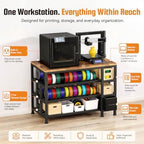 3D Printer Stand with Storage, 3-Tier Filament Storage Rack, Power Strip, Side Drawer, Heavy-Duty Printer Table, 31.4 x 24 in Worktop - Image 4
