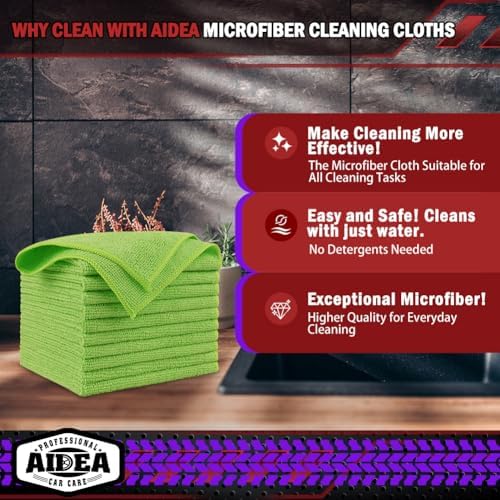AIDEA Microfiber Cleaning Cloth, 10PK, Microfiber Towels for Cars, 12"×12" - Image 2
