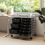 LDAILY 9 Drawer Rolling Storage Cart, Rolling Cart with Drawers for Classroom, Art Supply Craft Organizer on Wheel with Metal Frame & Handles for Home Office School - Image 2