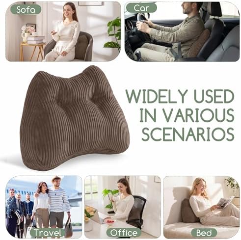 Lumbar Support Pillow for Recliner Chair/Accent Chair/Couch/Office Chair, Tufted Corduroy Back Support Cushion for Elderly, M-Shaped Recliner Cushions for Back Rest, Pain Relief, Reading, Brown - Image 4