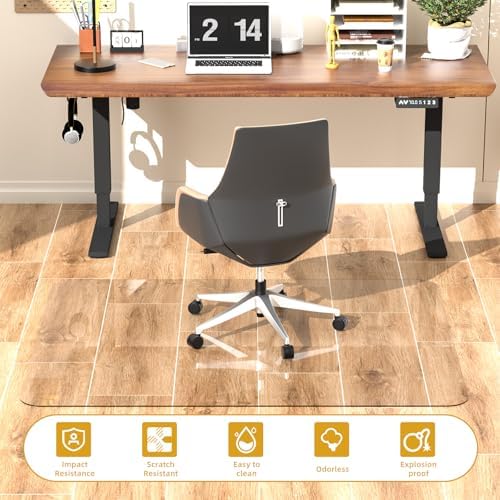 [Tempered Glass] Glass Office Chair Mat for Carpet Heavy 57" x 42"-1/5" Thick Premium Tempered Glass Duty Hard Glass Chair Mats -for Office Chair on Carpet or Hard Floor with 4 Anti-Slip Pads - Image 5