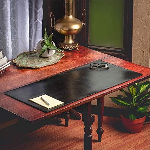DACASSO Bonded Leather No Core Rollable Desk Mat/Pad - Luxury Leather Desk Blotter for Writing - Executive Desk Surface Protector - (Black, 36” x 17”) - Image 2