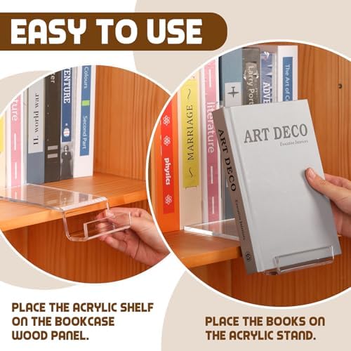 8 Pack Acrylic Book Stands for Display, Clear Bookshelf Holder - Image 5