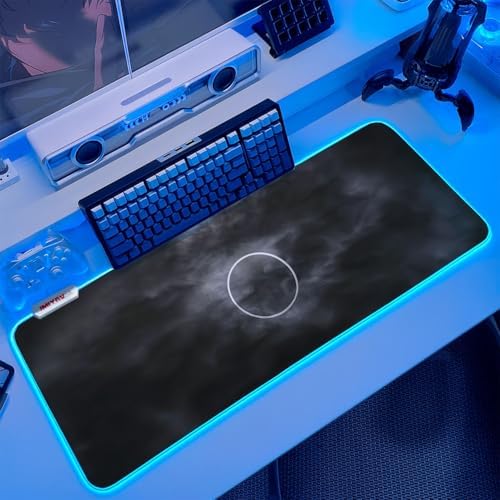 JMIYAV White RGB Gaming Mouse Pad 31.5x12 Inch PC XL Large Extended Mousepad Glowing Led Light Up Desk Pad Non-Slip Rubber Base Computer Cool Mouse Mat Desk Accessories Gaming Setup Storm Halo by JMIYAV
