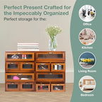 Modular Stackable Fully Assembled Set of 4 Storage Drawers - 12 Drawer See-Through Display Cabinets - 4-Level Desktop Organizer - Wood Box w/Metal Handle Collectible Card Bedazzling Decluttering - Image 7